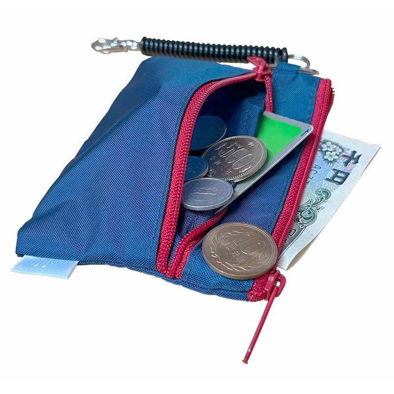 Smilish Children's Pass Case with Coil Chain (Apple), Navy, Red