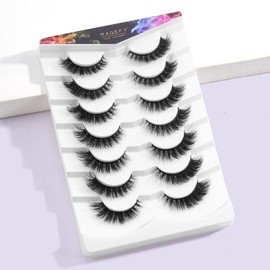 MAGEFY Fluffy False Eyelashes, 1/2 Boxes Wispy Cat Eye Look Faux Cluster Lashes, Natural Curling Eye Makeup Strip Lashes, Eyelash Extension Cosmetic Kit, Summer Makeup:_Black 7H-1_one-size