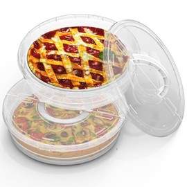 Contenedor para tartas de pizza con divisores, contenedor de almacenamiento de alimentos con divisores, 12 pulgadas, transparente