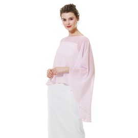 BEAUTELICATE Women Chiffon Capelet Wedding Bridal Cape Sheer Overlay Poncho Stole
