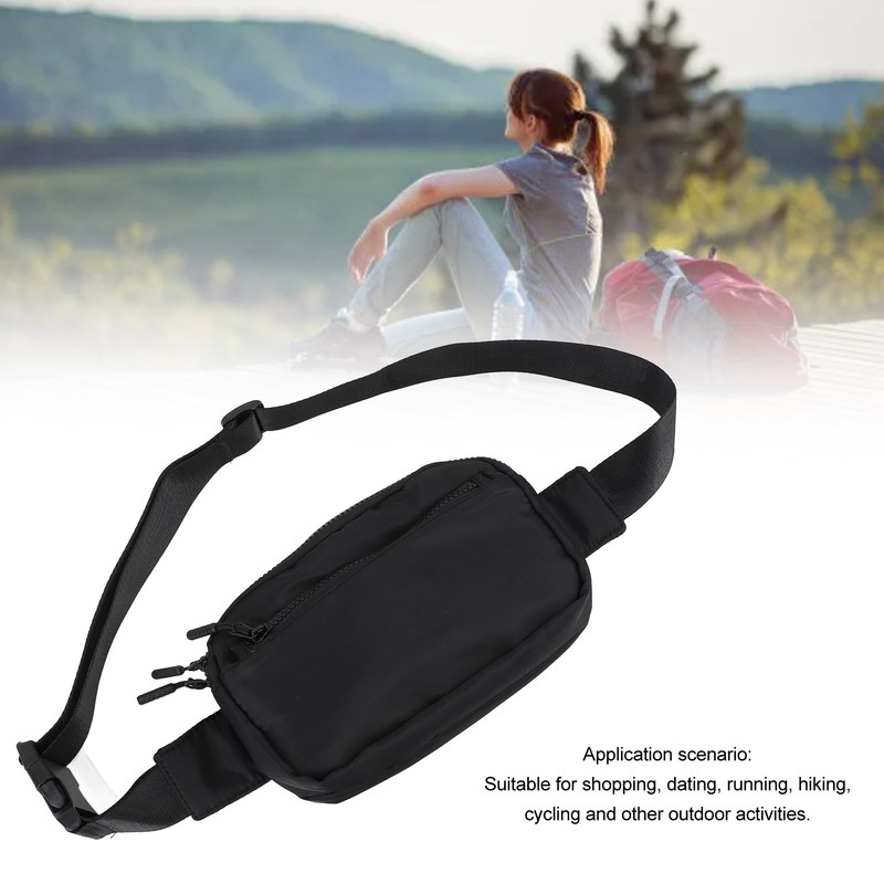 Waist Bag Double Layer Large Capacity Adjustable Strap Waterproof Nylon