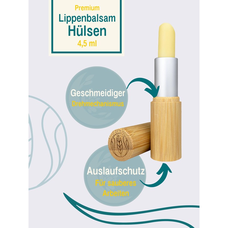 Wachsmann, Lipstick Sleeves Empty Pack of 8 Bamboo Case with