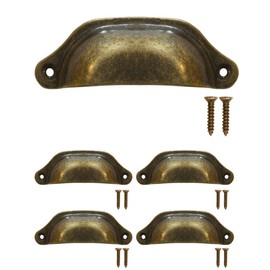 Fuxxer® 4 x Antique Drawer Handles Shell Furniture Handles Iron Bronze 97x30mm Set of 4