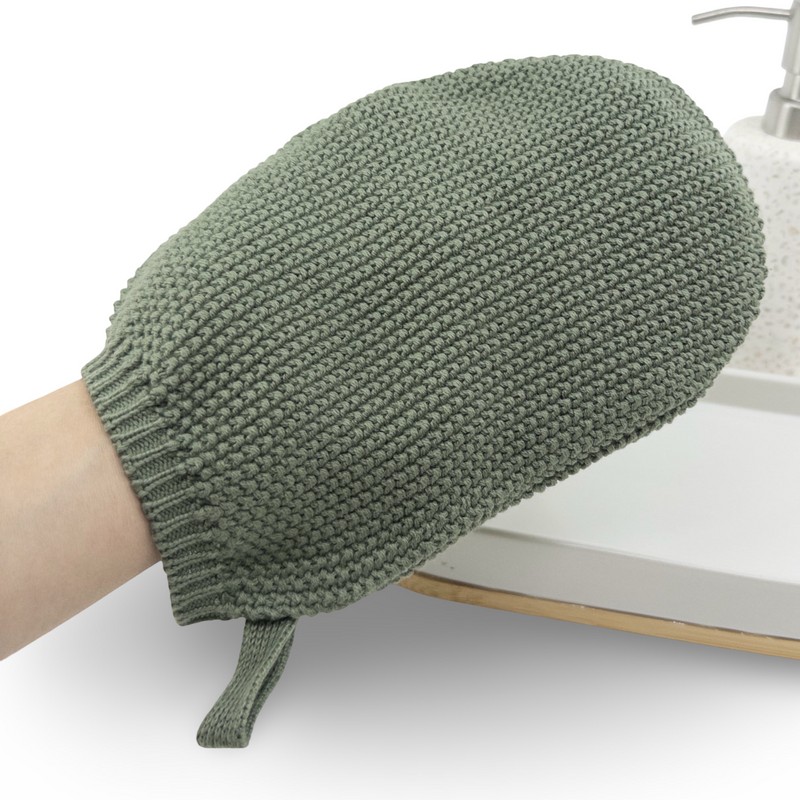 Ecovask Body Wash Mitt Organic Cotton, Olive