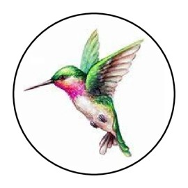 Homemade 30 1.5" HUMMINGBIRD FAVOR LABELS ROUND STICKERS ENVELOPE SEALS - 180 stickers