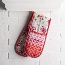 Maison d Hermine Rose Garden 100% Cotton Easter Double Oven Glove with Loop Heat Resistant for BBQ | Cooking | Baking | Grilling | Microwave | Barbecue | Spring/Summer (7.5 Inch by 35 Inch)