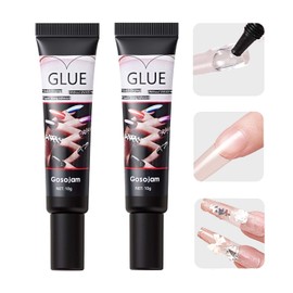 Gosojam Nail Glue 2-Pack – Fast-Drying, Long-Lasting Adhesive for Acrylic, Press-On & Gel Nails – Water-Resistant, No UV/LED Needed, 10g x 2 – Strong Bond, Gentle on Nails, Ideal for DIY & Salon Use