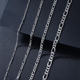 CEKAMA 3MM Figaro Chain Necklace for Men Diamond Cut 925 Sterling Silver Figaro Chain for Women 26 Inch Silver Italian Figaro Chain Jewelry Gifts for Christmas Birthday