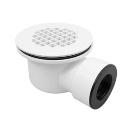 AUGREX Low Profile Shower Drain Base with 1-1/2" Reducer Pipe Fitting and Perforated Strainer, for 1.5 inch Side Outlet Drain and Shower Base PVC Drain