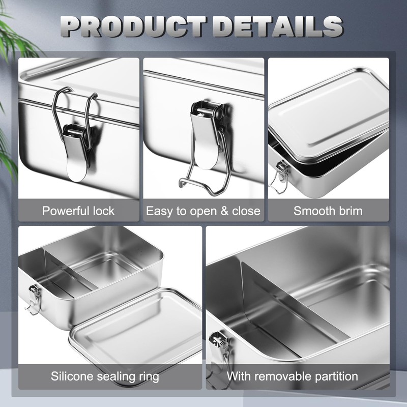 Umigy 1 Pcs Stainless Steel Food Containers 1400ml Metal Bento