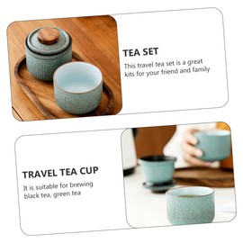 STOBAZA 1Set Portable Ceramic Travel Tea Set with Filter Matcha Green Color for Outdoor and Home Use Lightweight and Compact Design with Carry Bag