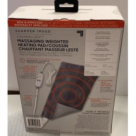 Sharper Image Weighted Heating Pad 9 Massaging Calming Heat Vibration 4lb 12x24