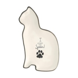 Pavilion - I Licked The Spoon! - 7.75" Housewarming Decorative Cat Shaped Spoon Rest Holder Pet Feline Kitty Kitten Rescue Adoption Animal Pet Parents Mom Dad Gift Present