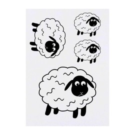 4 x 'Sheep' Temporary Tattoos - Water Resistant, Skin-Safe, Non-Toxic Transfers, Mixed Sizes (TO00060880)