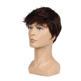 BEAUTY FLAG Men Short Brown Wig Handsome Male Daily Costume Synthetic Full Wigs Natural Brown Hair Replacement Wig