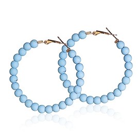 Chic Resin Beaded Hoop Earrings Mixed Color Colorful Acrylic Circle Round Matte Dangle Earrings for Women Minimalist 80S Geometric Party Jewelry, Acrylic Resin, resin