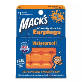 Macks Mack's Pillow Soft Waterproof Reusable KIDS Swim Ear Plugs Silicone 6 PAIRS #10