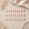 SXVME Uñas postizas cortas almendradas color rosa nude cromado, uñas