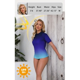 Halcurt UV Shirt, Women's Short-Sleeved Rash Guard UPF 50+ Swimming Shirt, Quick-Drying Swimming Shirt, M-XXL