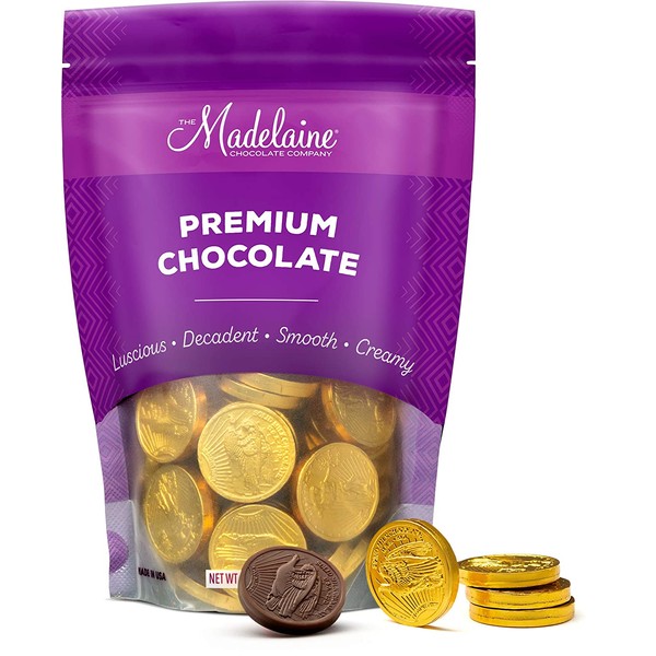 Madelaine Premium Solid Milk Chocolate Gold Coins (Medium Coins, 1/2 LB)