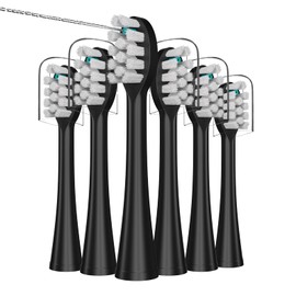 Replacement Flossing Toothbrush Heads with Covers for waterpik Sonic Fusion SF01/SF02 and Sonic Fusion 2.0 SF03/SF04,6 Count,Black