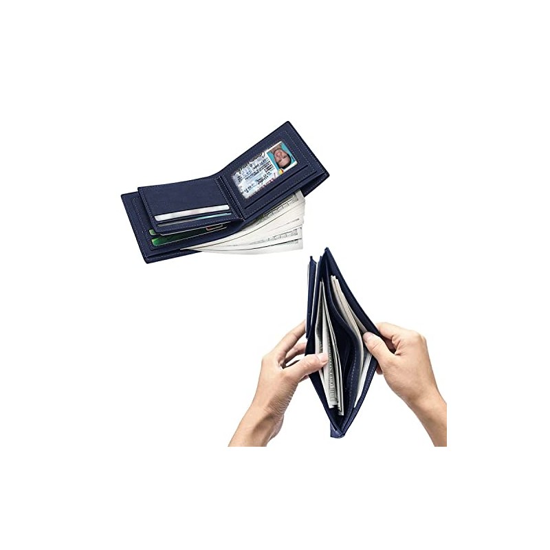 Tarjetero de cuero, Cartera para Hombre RFID Bloqueo Antirrobo |