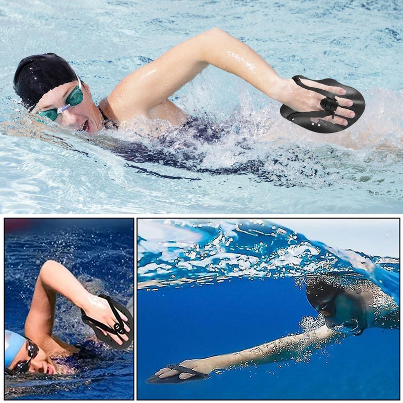 Pamtns 1 Pair Hand Paddles Swimming Unisex Adult Swimming Training
