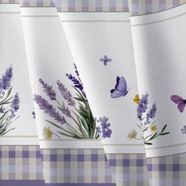 Yighty Oval Lavender Floral Tablecloth 60x84Inch,Watercolor Floral Lavender Tablecloth, Waterproof Wrinkle Resistant Tablecloth, Spring Summer Decoration for Holiday Kitchen Dining Room
