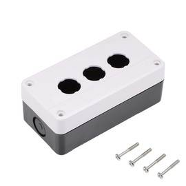 sourcing map Push Button Switch Control Station Box 22mm 3 Holes White and Black