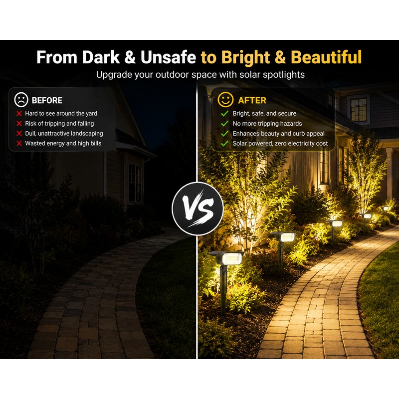 7 LED Solar Garden Lights Outdoor Waterproof Landscape Yard Pathway