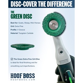 Hoof Boss Green V-Groove 2" Disc - Precision Hoof Trimming Disc for Walls & Grooves - Perfect for Livestock