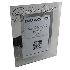 Bride & Groom Photo Frame Portrait (Silver) with Crystals