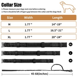 Tactical Dog Collar Leash Set, Adjustable Military Training Nylon Collar Dog Training with Control Handleand Metal Buckle, Dog Collar for Medium Large Dogs (Black,M)