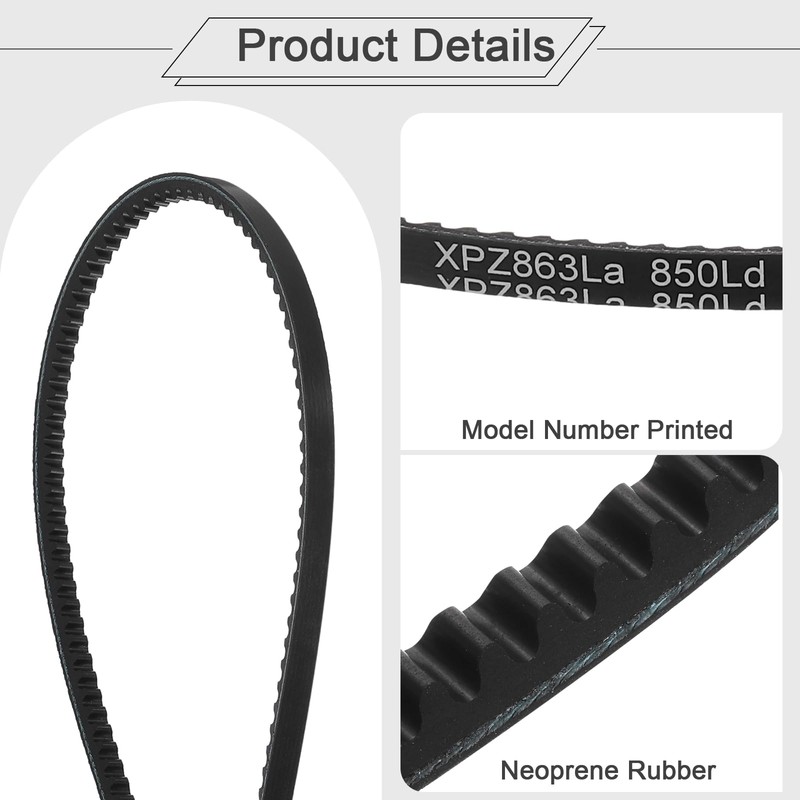 sourcing map 3pcs XPZ850 EPDM V-Belt, wedge Section Cut Edge