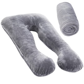 MOON PINE Pregnancy Pillow Cover, U Shaped Body Pillow Cover Only, Velvet Replacement Pillow Case, Fit for 55"x 31" Maternity Pillow (Dark Grey)