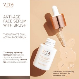 VITA LIBERATA Anti Age Serum 15ml & Brush Bundle, Anti-ageing & Hydrating, Customizable Tan, Streak Free Application Blending Brush, Natural, Sunkissed Glow, Skincare Ingredients