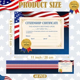 Tenare 48 Pcs Citizenship Achievement Certificate 11 x 8.5 Inches Paper Awards Recognition Achievement Certificate for Graduation Party Supplies Graduation Awards Grad Wishes Favors