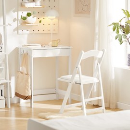 SoBuy White Small Desk with Drawers, Mini Table Computer Writing Workstation Children Teenagers Desk with Drawer and Hooks, White FWT43-W