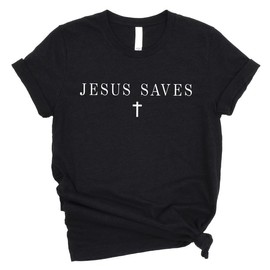Love in Faith | Jesus Saves | Christian Short Sleeve | Faith-Based Apparel | Black | Unisex | S