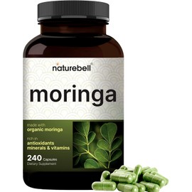 NatureBell Pure Moringa Capsules 8000mg Per Serving - Made with Moringa Powder Organic, 240 Capsules | Green Superfood, Skin Health & Immune Support | Non-GMO, Gluten Free, 4 Month Supply