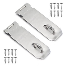 Hasp Lock, Deadbolt Lock Lockable, Pack of 2 Padlock Hasp Door Lock Security Device Door Fitting Metal Hasp Lock for Padlocks Silver