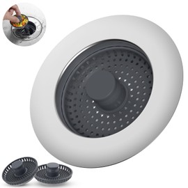 iFealClear 3-in-1 Kitchen Drain Stopper with 2 Basket,Upgraded Kitchen Plug Strainer, Stainless-wrap Shell Replacement for Food Waste Catcher, Suitable for Sinks Hole 70mm-86mm,Depth > 22mm