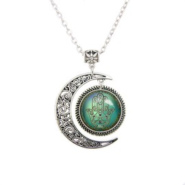 Moon jewelry Chamsa Hamsa Hand of God necklace Evil Eye pendant Hamsa jewelry gifts