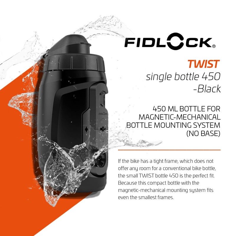 FIDLOCK Twist Single Bottle 450 ml Black with Twist Connector:
