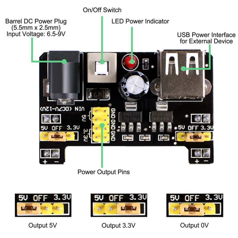 Smraza Electronics Component Kit for Arduino with Power Supply Module,