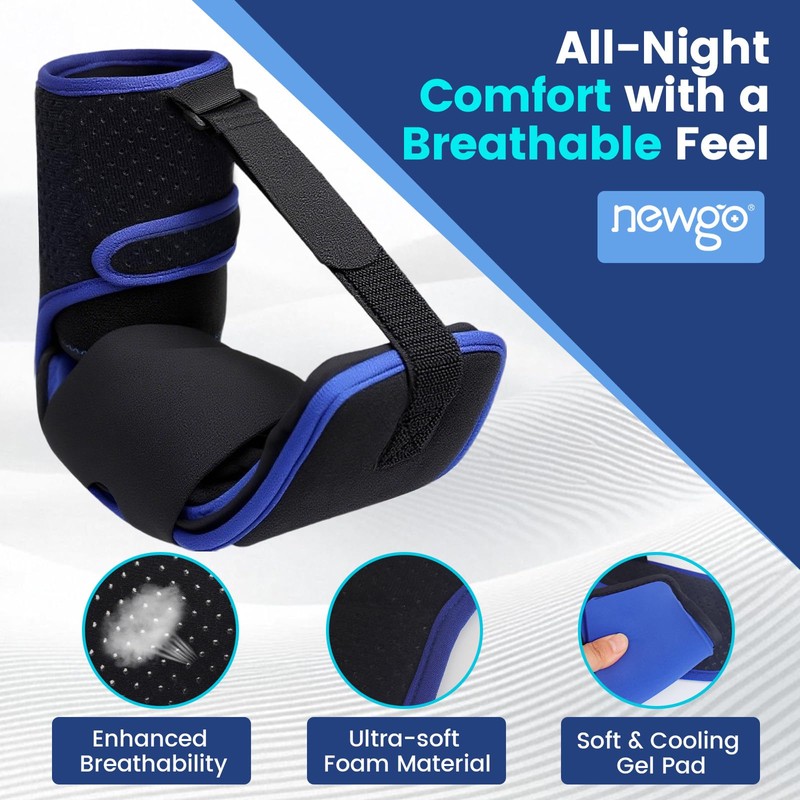 NEWGO Plantar Fasciitis Night Splint with Cold Therapy Ice Pack,