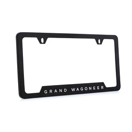 JEEP Grand Wagoneer Black Powder Coated Metal License Plate Frame with an Engraved EPOXY Filled Design