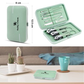 Manicure Set 10-Piece Pedicure Kit Nail Scissors Nail Care Nail Clippers Kit, Nail Set Nail Case Nail Clippers Kit Travel Beauty Kit (Green)