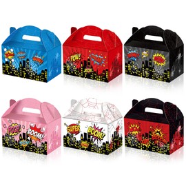 Kosiz 30 Pcs Hero Party Decorations Hero Party Boxes Cardboard Backdrop Decor Birthday Gift Boxes Hero Theme Party Favors Goodie Boxes Gift Bags Photo Props Centerpieces Supplies(Hero)