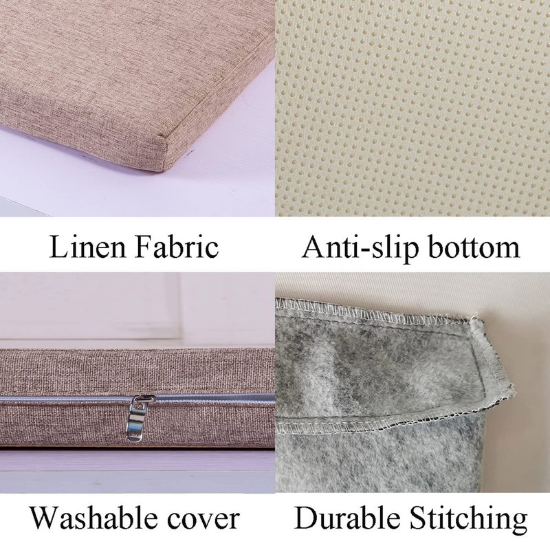 MICUSHION Piano Bench Cushion for Indoor Shoe Storage with Ties